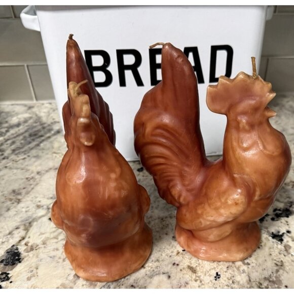 2 VTG Candelier Handcrafted Figural Wax Rooster Candle Table Top Decor Farmhouse - Picture 1 of 16